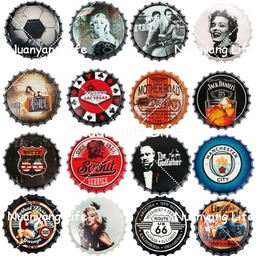 Star Actor Actress Motor Painting Beer Bottle Cap Tin Sign Round Plate Plaques Bar Pub Garage Hanging Crafts Vintage Art Signs