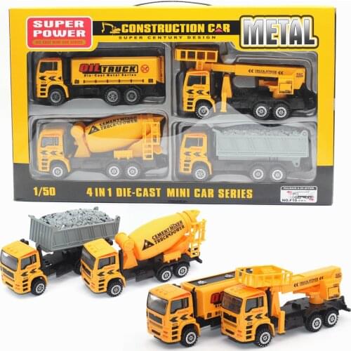 1:50 alloy engineering suit childrens toys, 4 pieces/sets, engineering vehicles, Model car toys. Transport model