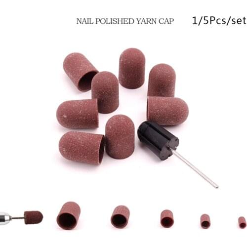 1PCS/5pcs Nail Sanding Caps Rubber Grip Pedicure Polishing Sand Block Electric Drill Accessories Bit Manicure Tools New