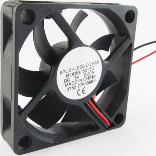 1pc Brushless DC Cooling Fan 60x60x15mm 6015 9 blades 5V 0.2A 2pin Connector