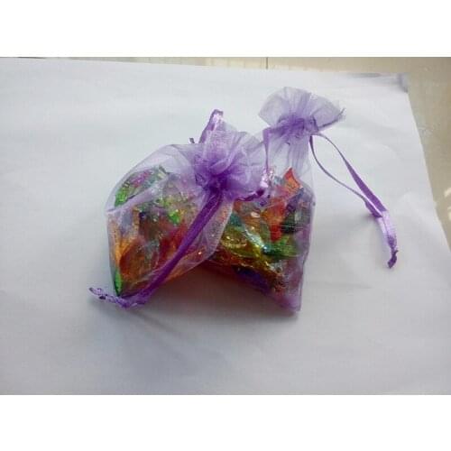 10*15cm 100pcs Purple Gift Bags For Jewelry/wedding/christmas/birthday Yarn Bag With Handles Packaging Organza Bags