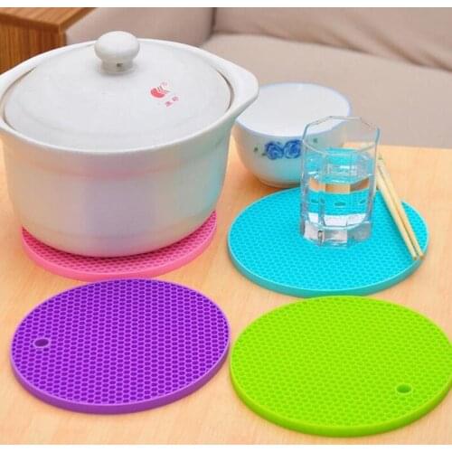 100pcs/lot Kitchen Round Silicone Trivet Mat Heat Resistant Pan Holder Pad Table Cup Cushion Placemat Free Shipping ZA4053