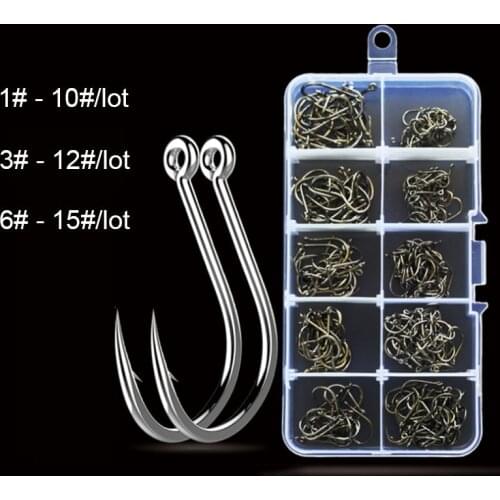 100Pcs Fishing Hooks Set Carbon Steel Single Circle hook Sea Tackle Accessories Fly Fishing Jip Barbed Carp Hooks