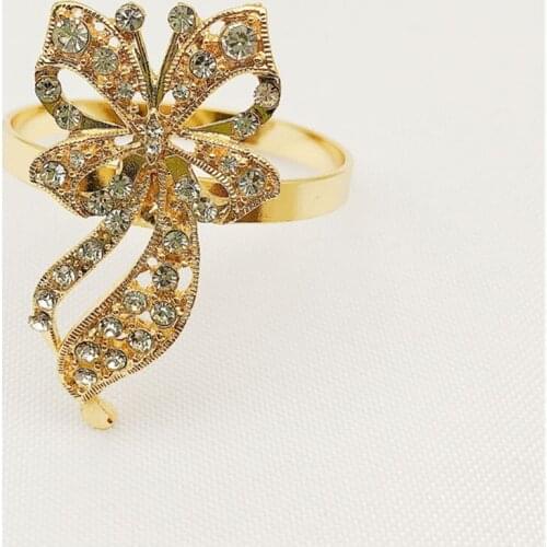 12pcs/bow knot diamond-studded ribbon shape napkin ring Western food decoration table top decoration suitable for receptions