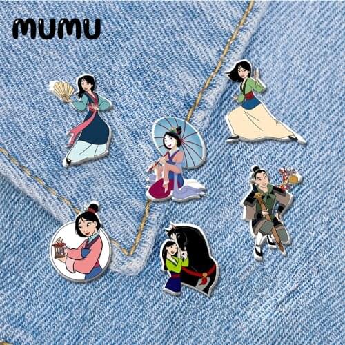 2021 New Princess Mulan Lapel Pin Mushu Acrylic Brooches Handmade Epoxy Jewelry Shirt Bag Badge