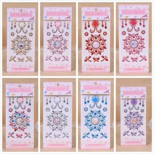 24Pcs/lot Acrylic Flatback Beads Sticker Crystal Motif Rhinestones Sticker for Bags Garment Phone Nails Decoration