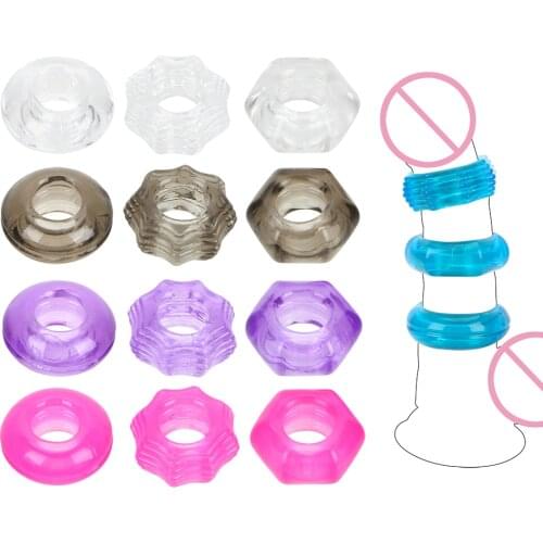 3Pcs/set Sex Toys for Men Sex Product Delay Ejaculation Crystal Penis Ring Silicone Cock Ring