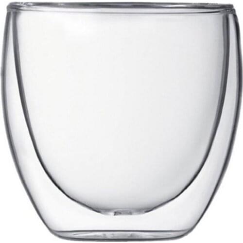 6Pcs 80ml 2.7oz Glass Double Walled Heat Insulated Tumbler Espresso Tea Cup