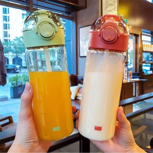 650ML Large Capacity Water Bottle Portable Gym Sport Bottles with Straw Camping Cycling Travel Plastic Juice Drinkware Bottle