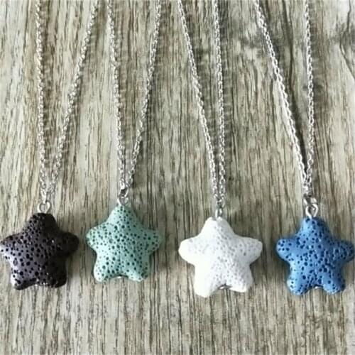 11 colors Starfish Lava Stone Essential Oil Diffuser Necklace Aromatherapy Jewelry Lava Rock Stone Necklace