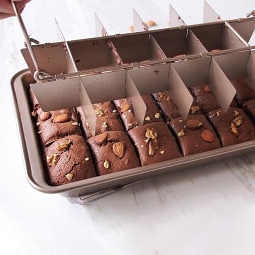 Non Stick Brownie Pans with Dividers Rectangular High Carbon Steel 18 Built-In Slicer Baking Pan tray for baking cookies, cakes