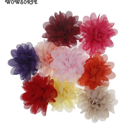15pcs Satin flower DIY accessories for Hair fabric flowers 7cm Chiffon Flower Hair Accessories Head wrap No Bows No Barrette bow