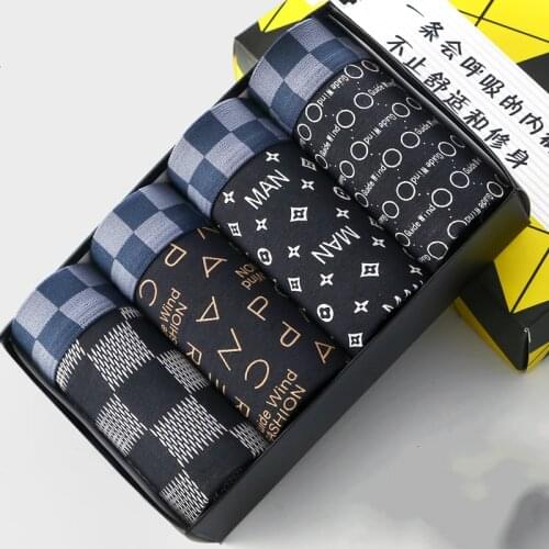 4pcs/lot Modal BoxersMen Underwear Men Boxer Hombre Boxershorts Sexy Hombre Panties Breathable Middle Waist Printed Boxer