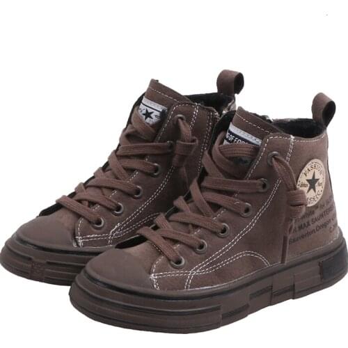 CNFSNJ 2019 new kids Shoes Autumn Winter sneaker Children Rubber high top For Boys Girls Fashion Martin Boots Cross-tied 26-36