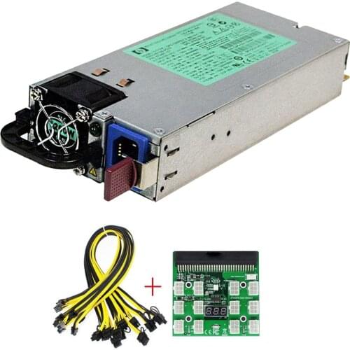 Used Mining DPS-1200FB-1A DL580G7 Power Switch Graphics Card 6Pin To 8Pin HP SWITCHING POWER SUPPLY With 12pcs 18Awg Cable