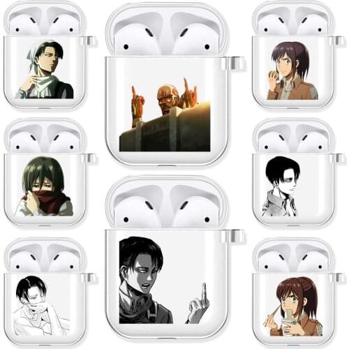 Attack on Titan Figures Soft TPU Case for AirPods 2 1 Shingeki No Kyojin Transparent Wireless Bluetooth Earphone Box Cover
