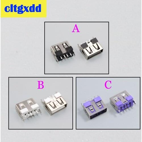 Cltgxdd USB 2.0 Female180 Degree 4 Pin Connectors USB Connector Jack Tail Plug Sockect Terminals usb Female