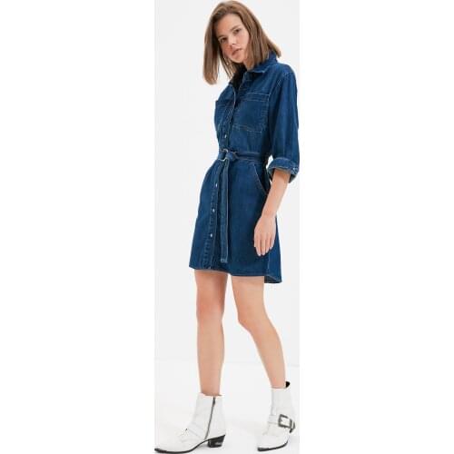 Trendyol Arched Denim Dress TWOAW22EL1007