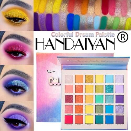 HANDAIYAN Fade Into Hue Shadow Palette Colorful Dream Eyeshadow Makeup Waterproof Glitter Matte Eye Shadow Palette Neon Pigments