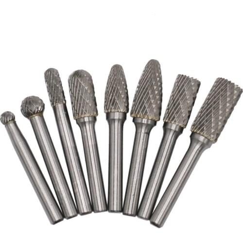 JUSTINLAU 8 Pcs/set 6mm-12mm Tungsten Carbide Burr Bit CNC Engraving 1/4" Rotary Cutter Files Hot Sale