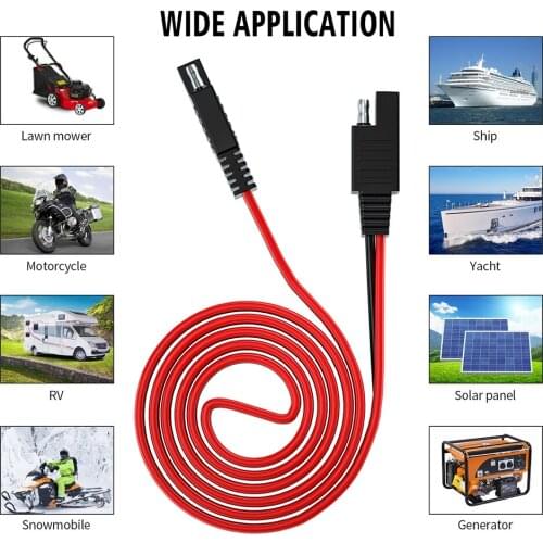 SAE to SAE Battery Cables Connectors Quick Disconnect Battery Charging Wire Harness 100cm Extension for Automotive Solar Panel