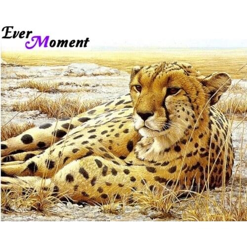 Ever Moment Diamond Painting Handmade Picture Of Rhinestone Leopard Mosaic Full Square Diamond Embroidery Decoration ASF1535
