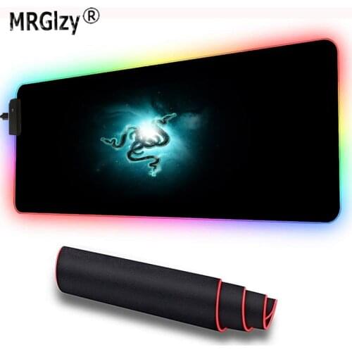 Mrglzy Razer pattern RGB mousepad big LED pad rubber table mat game accessory pad with 40x90cm backlight household carpet padXXL