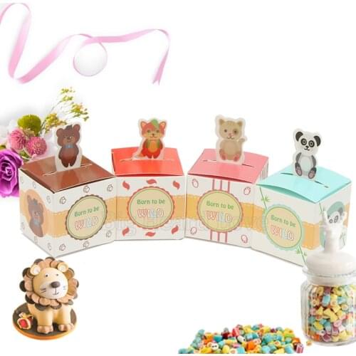 50pcs Cute Animals Candy Box Baby Shower Decorations Born to Be Wold Gift Box Birthday Party Decorations Kids Party Supplies