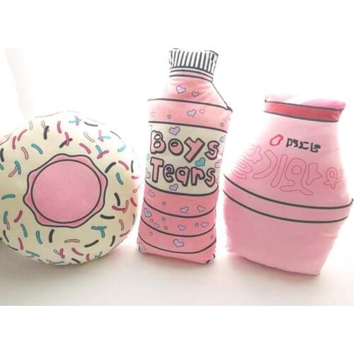 Kawaii Pink Stuffed Donut Bottle Shape Plush Toys Doll Soft Down Cotton Cushion Kids Baby Appease Pillow Home Docor Good Gift