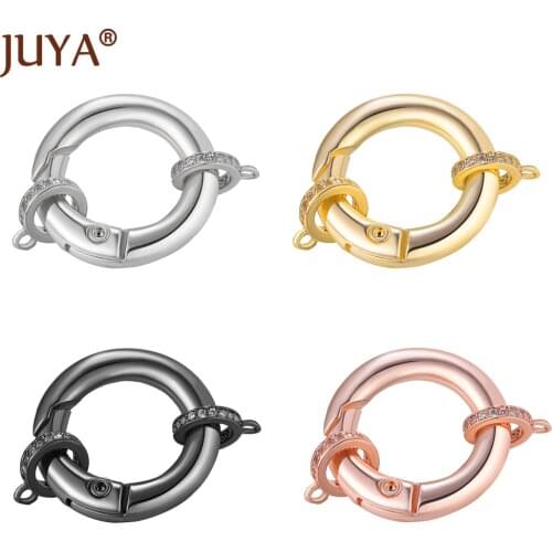 DIY Multifunction Copper Round Connector With Zirconia Switch Clasps Handmade Jewelry Accessories For Women Necklace Supplies