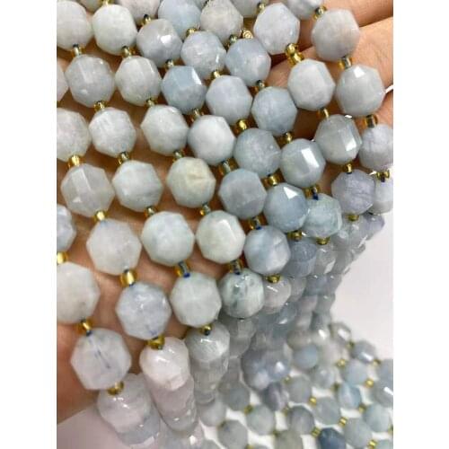 Natural blue pearl lantern beads faceted cut corner beads DIY crystal semi-finished accessories accessories 38 cm long