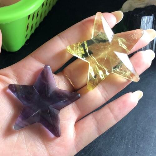 Natural Citrine five-pointed star Healing Beautiful Ornament for Home Decor Energy Stone