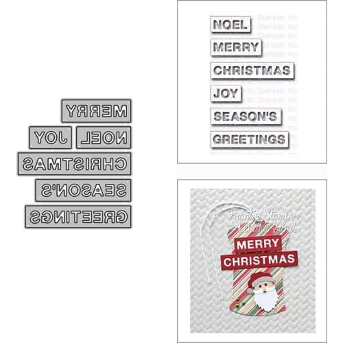 2021 New Reverse-Cut Christmas Words Metal Cutting Dies for Scrapbooking Decor and Card Making Paper Craft Embossing No Stamps