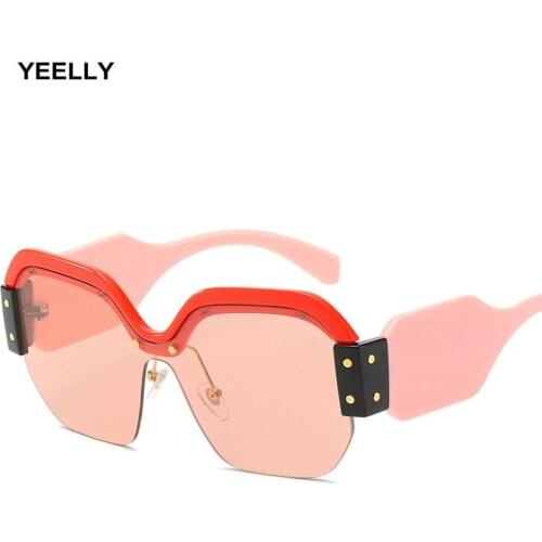 New Women and Men Siamese Sunglasses Large Square Boxs Personality Bar Glasses Half Frame Outdoor Eyewear SMU09S Polycarbonate
