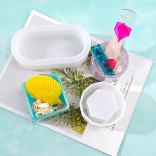 New DIY Oval Mold Ashtray Mold Coaster Flexible Silicone Tray Mould Polygon Epoxy Resin Casting Molds Plaster Molds Craft Tool