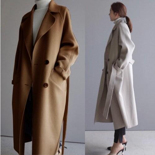 Autumn Winter Long Woolen Coat Women Korean Loose Wool Blend Coat Outwear Student Longfeng Casual Wool Jacket Women Overcoat