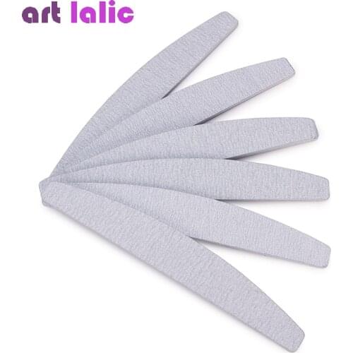 Artlalic 5 Pcs/Set White Nail Files Sanding 18*3cm Moon Shape Tips Manicure Pedicure Buffer Tools HOT