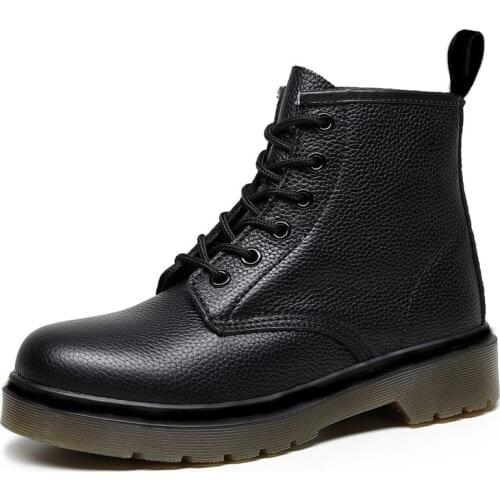 Size 35-43 Autumn Winter Shoes Fashion Soft Leather Short Boots for Women Black Lace-up Punk Motorcycle Boots Women Shoes