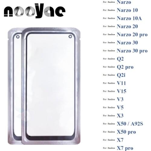 Digitizer LCD Sensor Glass For Realme Narzo 10 10A 20 30 Q2 Q2i V11 V15 V3 V5 X3 X50 X7 Pro Touch Screen Glass lens + With OCA