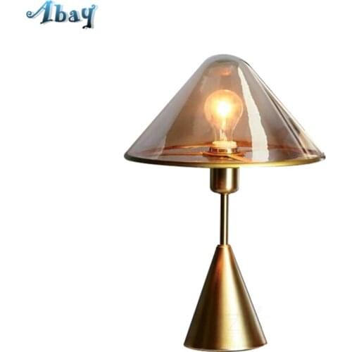Nordic Danish Glass Shade Table Lamps Villa Post Modern Living Room Bedroom Bedside Lamp Study Desk Lights Luxury Lamps Fixtures