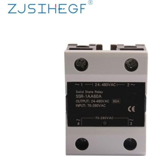 SSR-60AA Input 70-280VAC Control 24-480VAC Solid State Protection Relay Single Phase