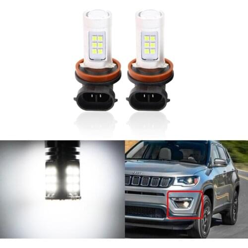 2x Led Front Driving Fog Light Bulbs For Jeep Compass 2014-2019 CAN-bus Reflector Mirror Design Auto Fog Bulb