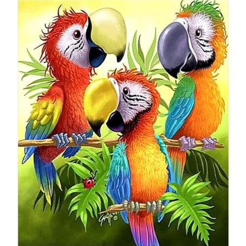 Three Cartoon Hornbills Diamond Painting Round Full Drill Animal Nouveaute DIY Mosaic Embroidery 5D Cross Stitch Home Decor Gift