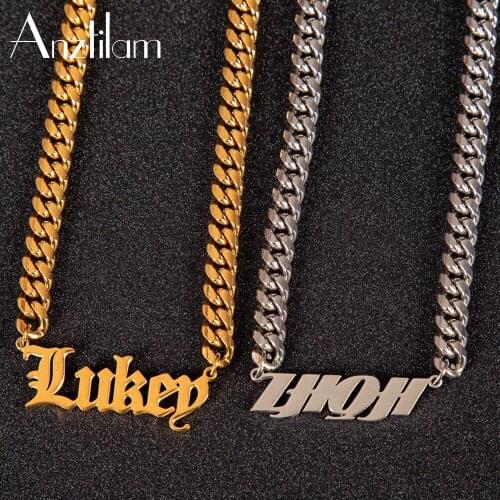 Hip Hop 316L Stainless Steel Custom Letters Necklace Font Optional Name Steel Necklaces For Men Women Goth DIY Jewelry