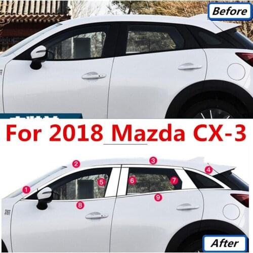 High-quality Car styling stainless steel Strips Car Window Trim Decoration Accessories For 2018 Mazda CX-3