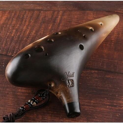 High quality smoked burn 12 holes AF ocarina clay good sound Alto F flute music instrument