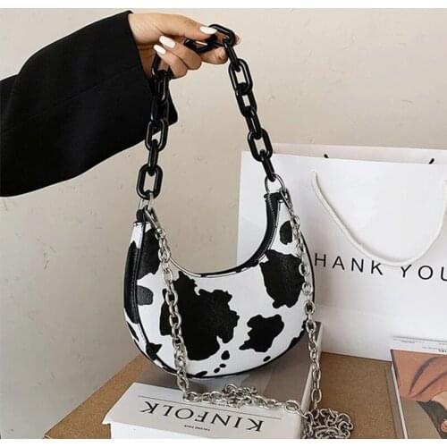 Weysfor Vogue 2020 Cow Pattern Chain Small Pu Leather Armpit Shoulder Bags for Women Fashion Trend Crossbody Bag Female Handbags