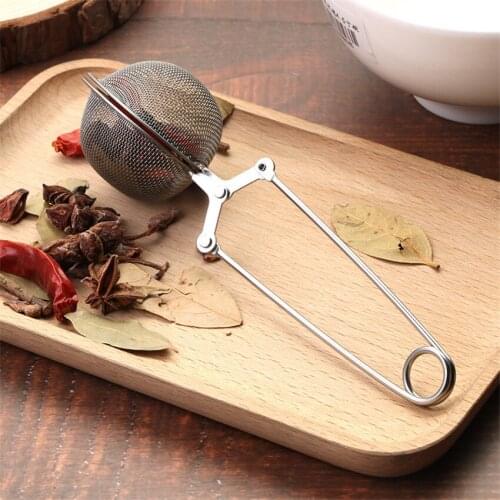Handle Tea Ball Clip Tea Infuser Stainless Steel Sphere Mesh Tea Strainer Coffee Herb Spice Filter Diffuser Tea Filter