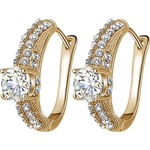 Women Earrings Gold Transparent Full AAA Zircon Earrings Fashion Ladies Engagement Earrings Light Luxury Ladies Earrings