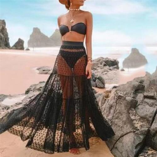 2019 New Women Swimwear Bikini Beach Wear Cover Up Swimsuit Wrap Skirt Beach Lace Mesh Skirts